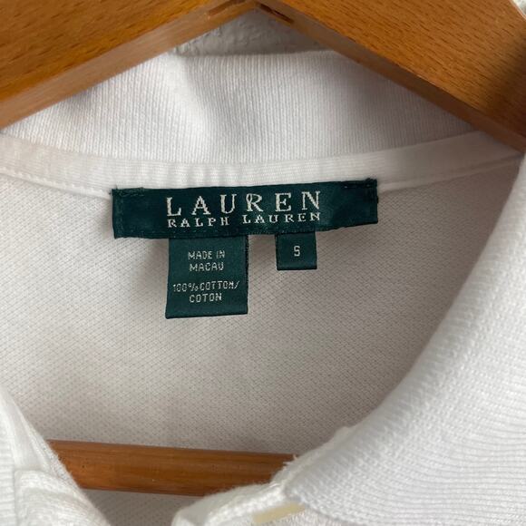 VTG LAUREN Ralph Lauren Women White Collared Polo Pink Green Floral Preppy Small - Picture 4 of 7